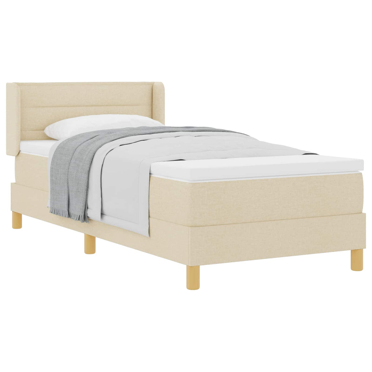 Lit à ressorts avec matelas Crème 200 x 100 cm tissu
