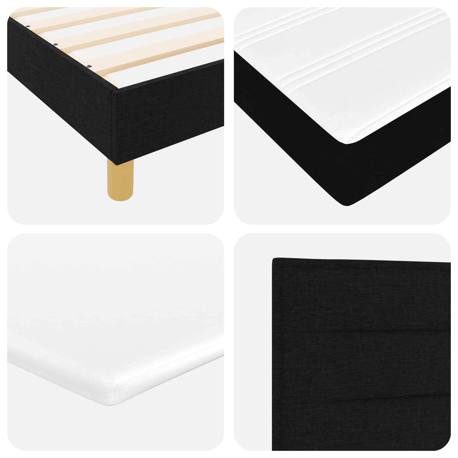 Lit à ressorts avec matelas Noir 200 x 140 cm tissu - XIOS