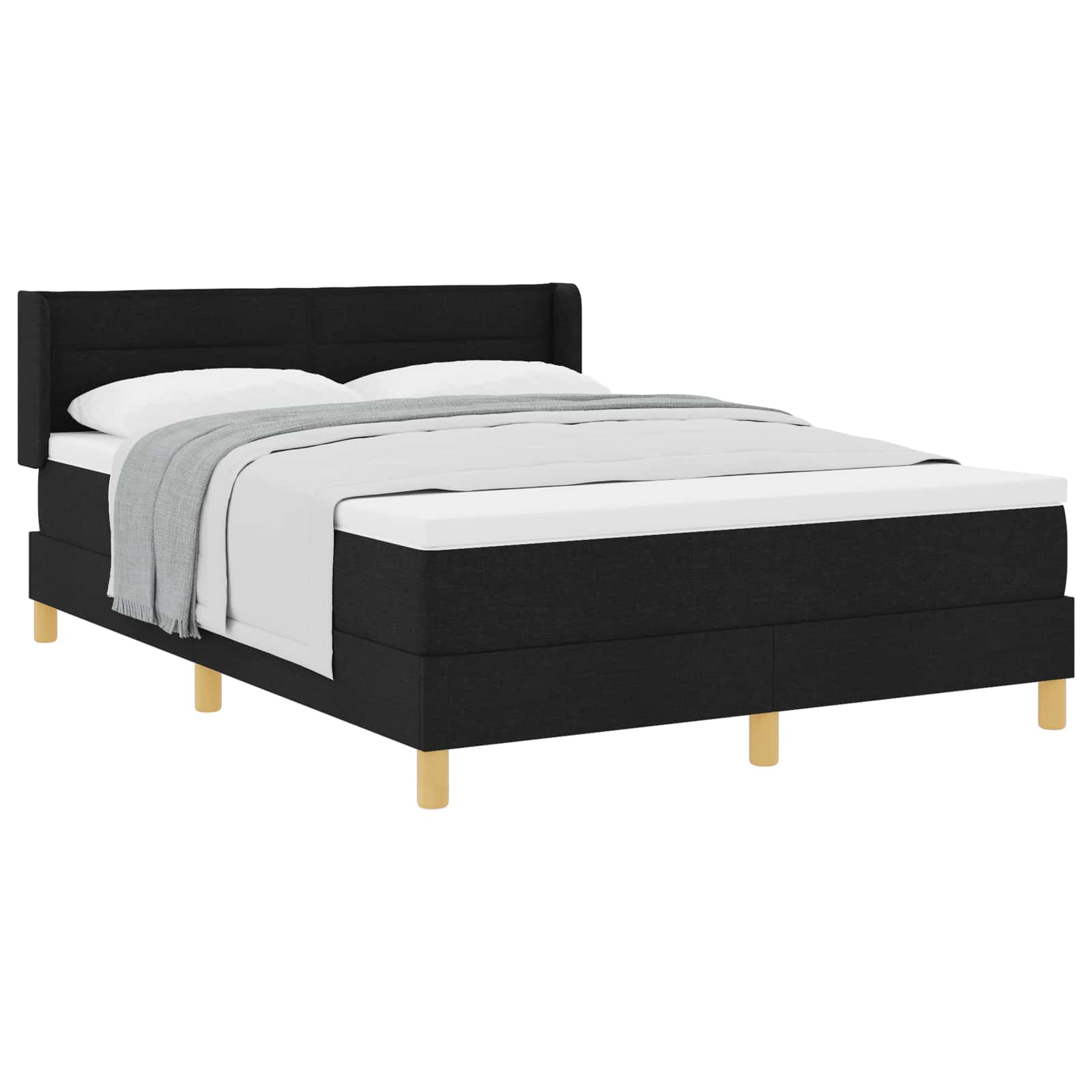Lit à ressorts avec matelas Noir 200 x 140 cm tissu - XIOS