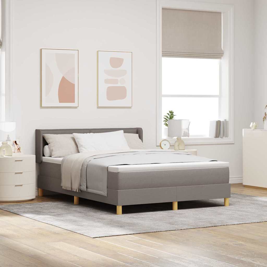Lit à ressorts avec matelas Taupe 200 x 140 cm tissu - XIOS