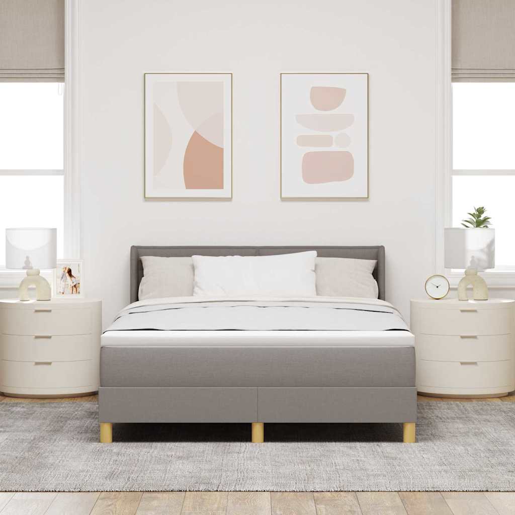 Lit à ressorts avec matelas Taupe 200 x 140 cm tissu - XIOS