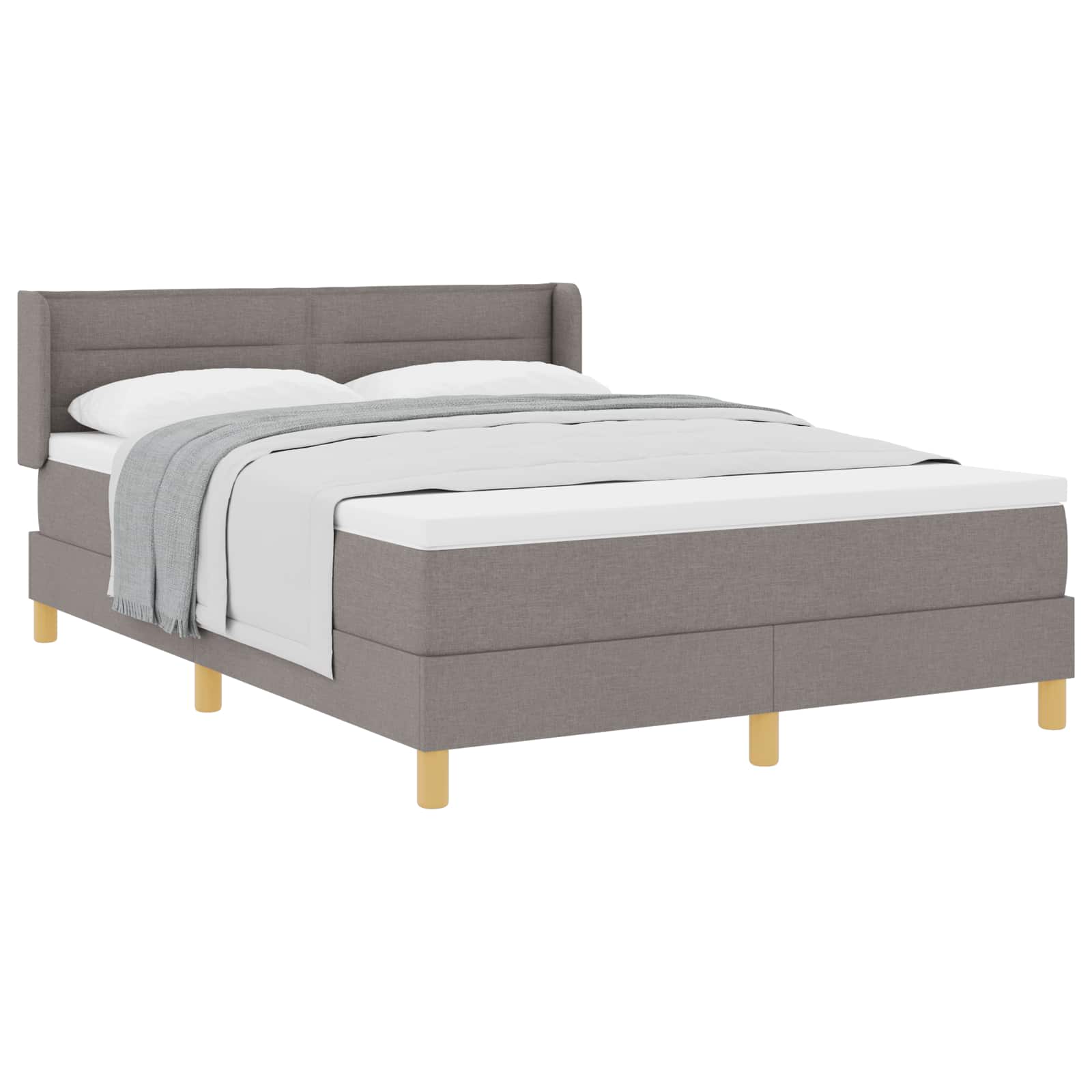 Lit à ressorts avec matelas Taupe 200 x 140 cm tissu - XIOS