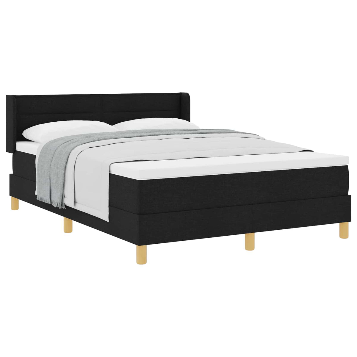 Lit à ressorts avec matelas Noir 200 x 160 cm tissu
