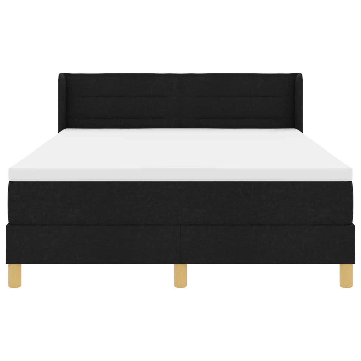 Lit à ressorts avec matelas Noir 200 x 160 cm tissu