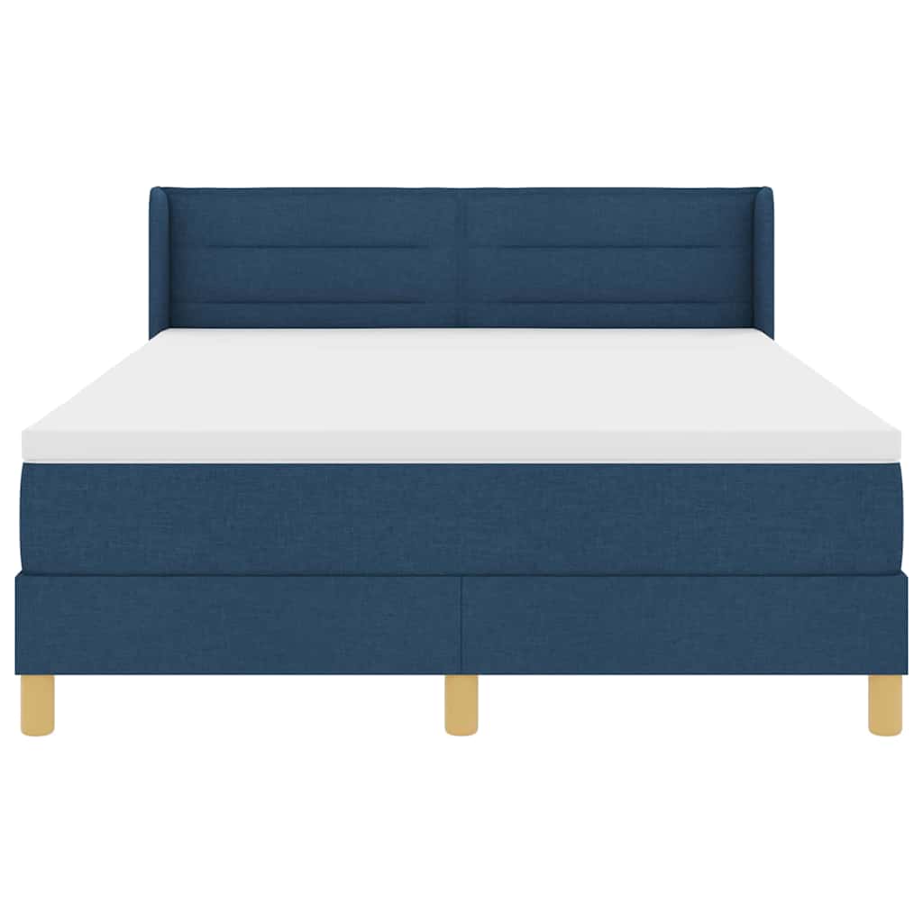 Lit à ressorts avec matelas Bleu 200 x 160 cm tissu