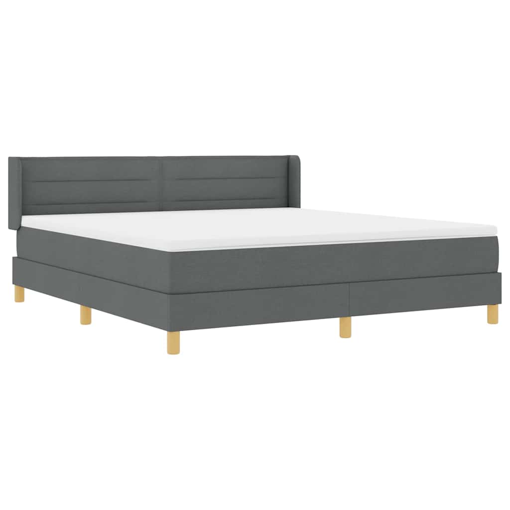 Lit à ressorts avec matelas Gris foncé 200 x 180 cm tissu