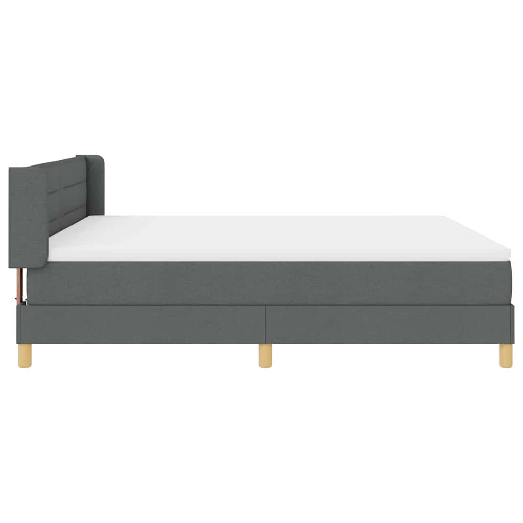Lit à ressorts avec matelas Gris foncé 200 x 180 cm tissu