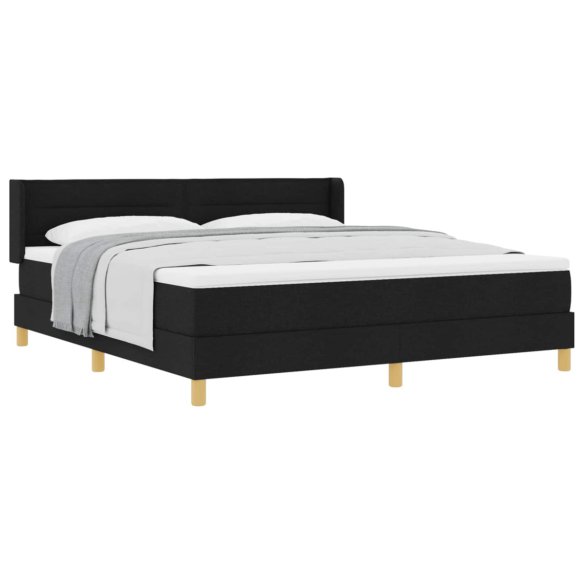Lit à ressorts avec matelas Noir 200 x 180 cm tissu