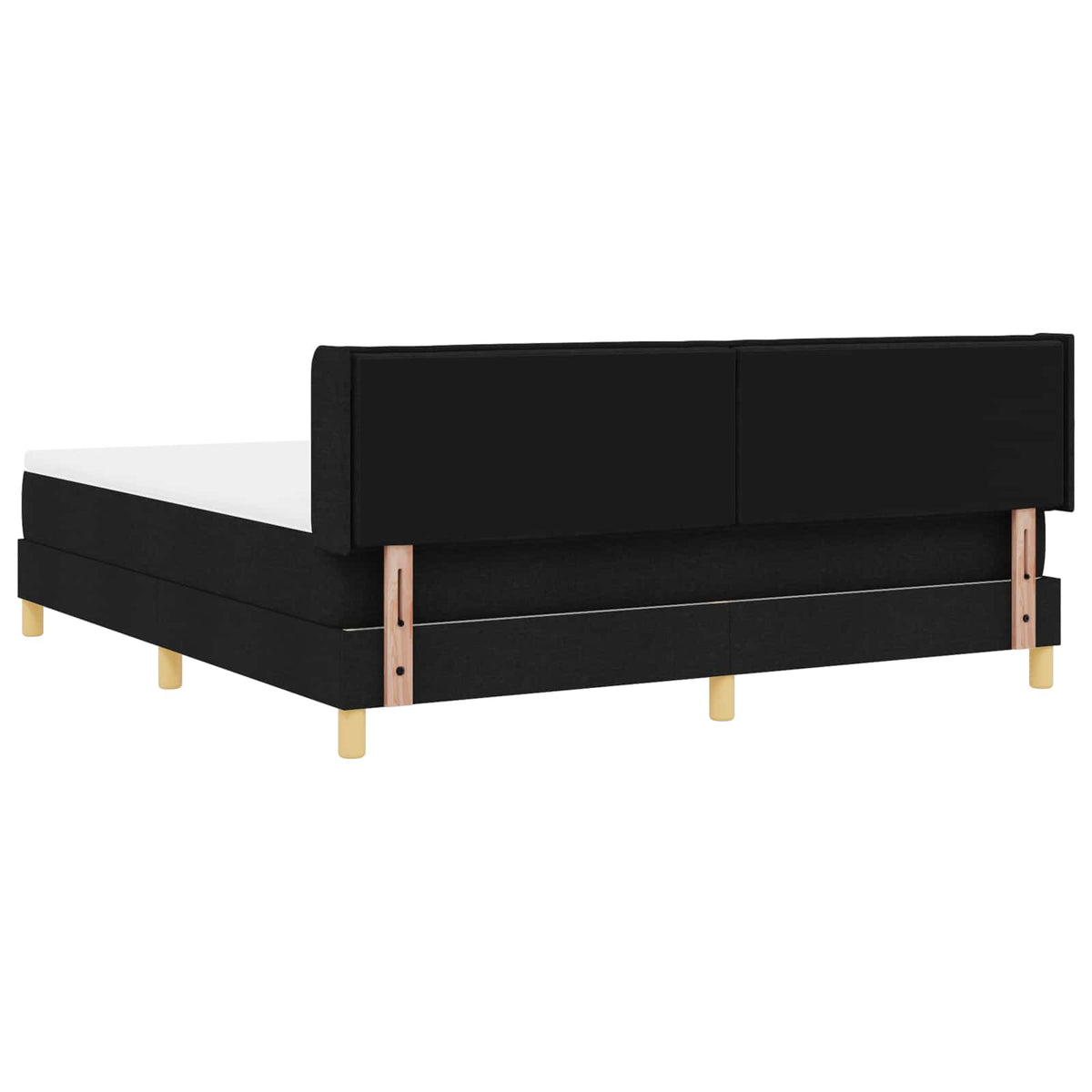 Lit à ressorts avec matelas Noir 200 x 180 cm tissu