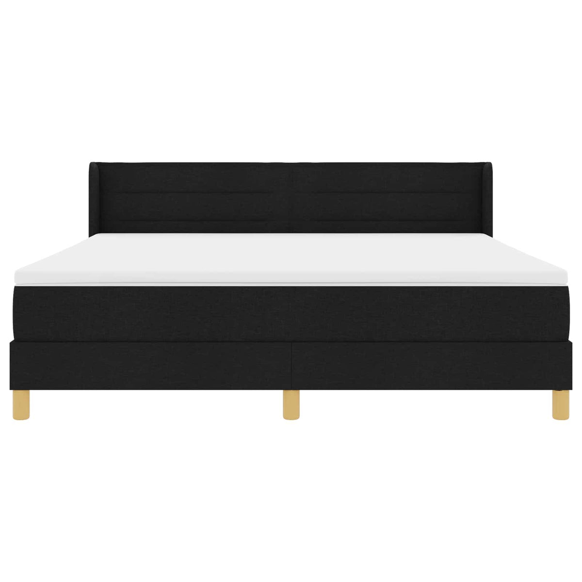 Lit à ressorts avec matelas Noir 200 x 180 cm tissu