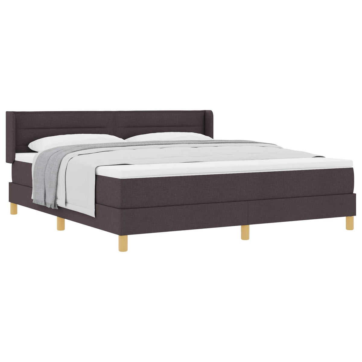 Lit à ressorts avec matelas Marron foncé 200 x 180 cm tissu