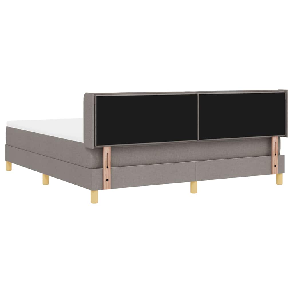Lit à ressorts avec tête de lit Taupe 200 x 180 cm tissu