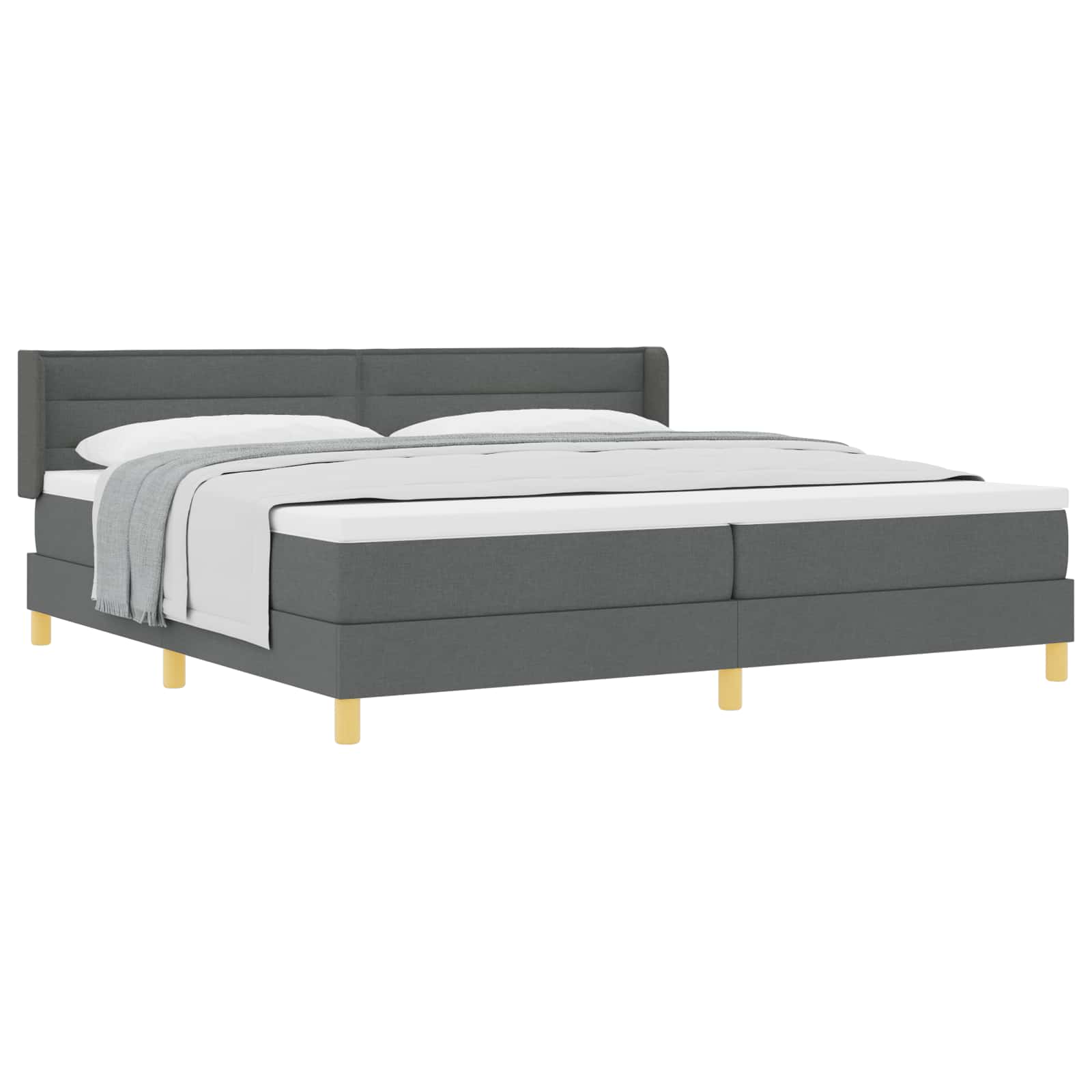 Lit à ressorts avec matelas Gris foncé 200 x 200 cm tissu - XIOS