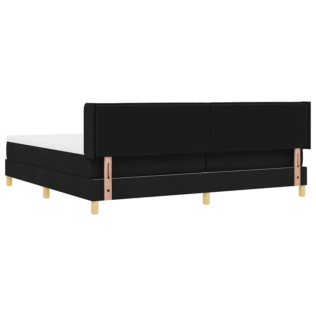 Lit à ressorts avec matelas Noir 200 x 200 cm tissu