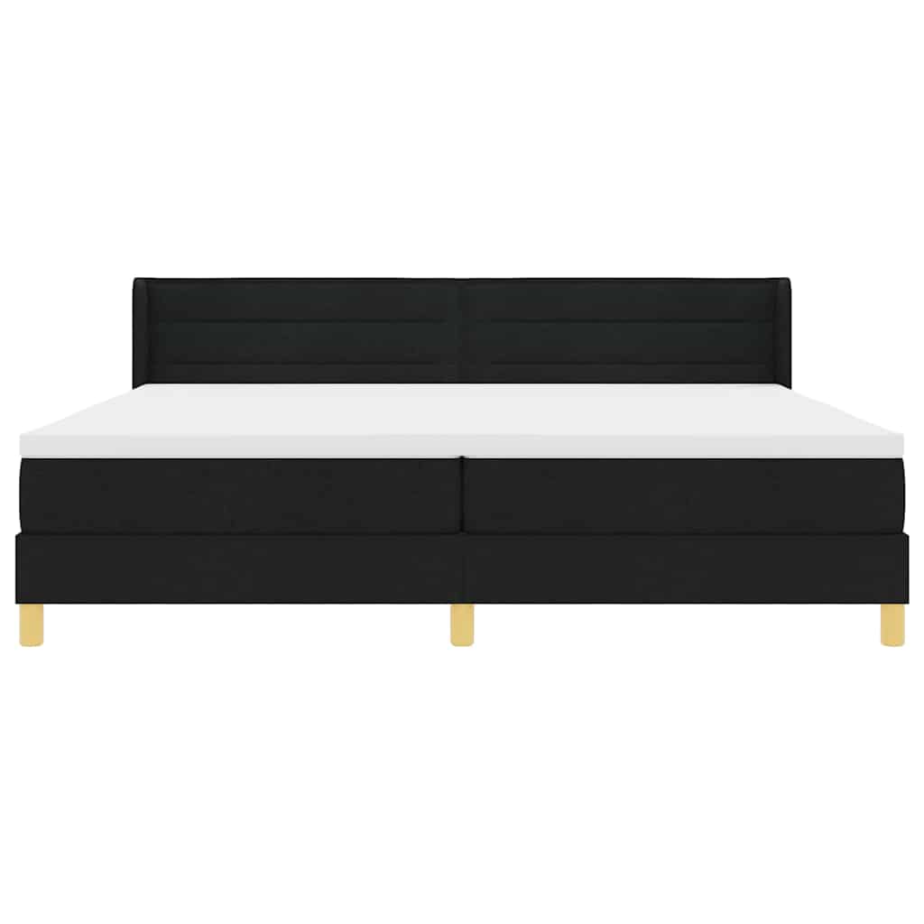 Lit à ressorts avec matelas Noir 200 x 200 cm tissu