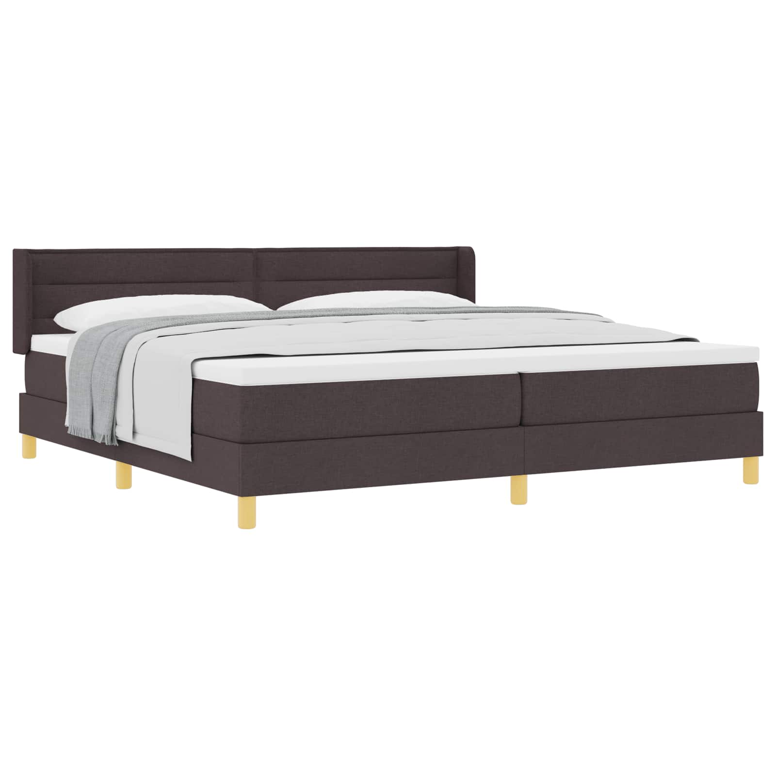 Lit à ressorts avec matelas Marron foncé 200 x 200 cm tissu