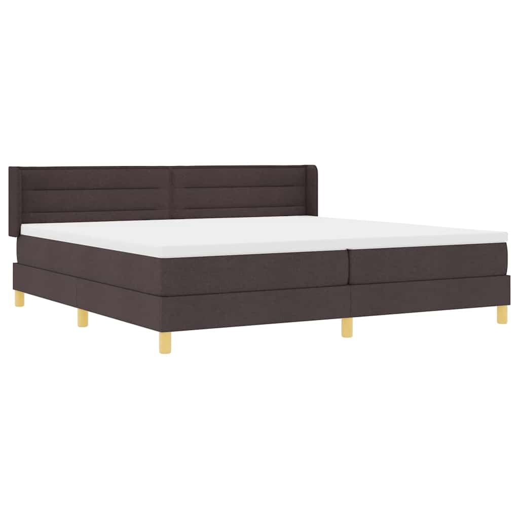 Lit à ressorts avec matelas Marron foncé 200 x 200 cm tissu