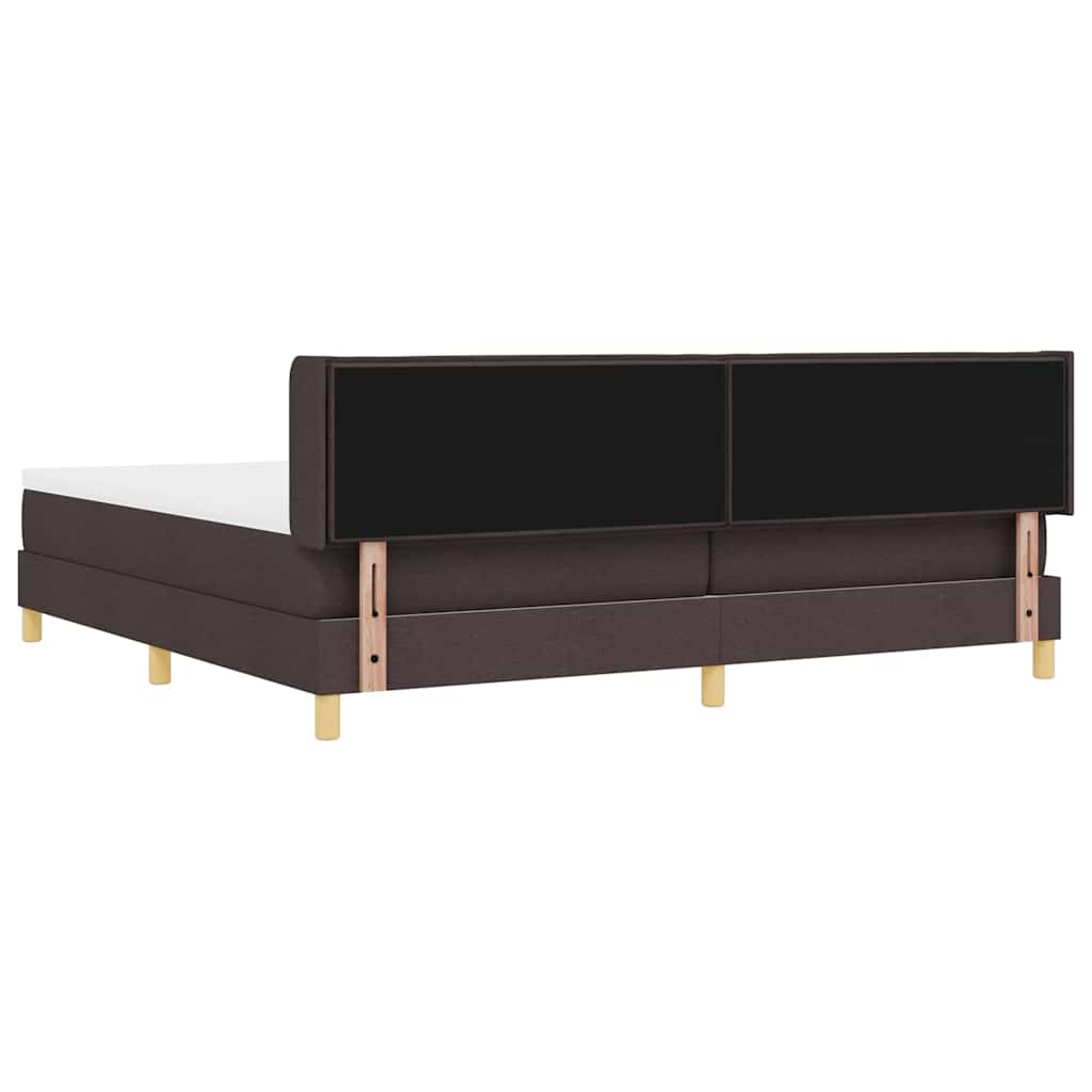Lit à ressorts avec matelas Marron foncé 200 x 200 cm tissu