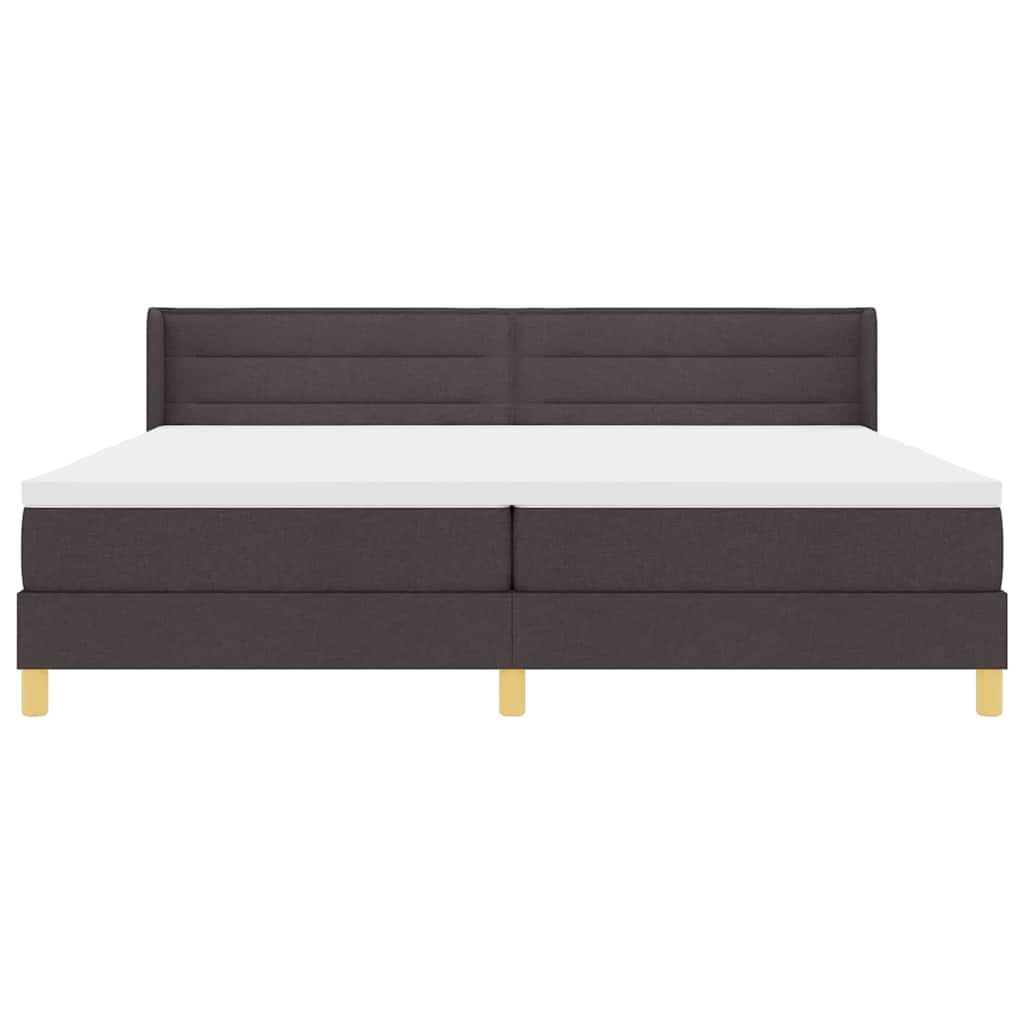 Lit à ressorts avec matelas Marron foncé 200 x 200 cm tissu