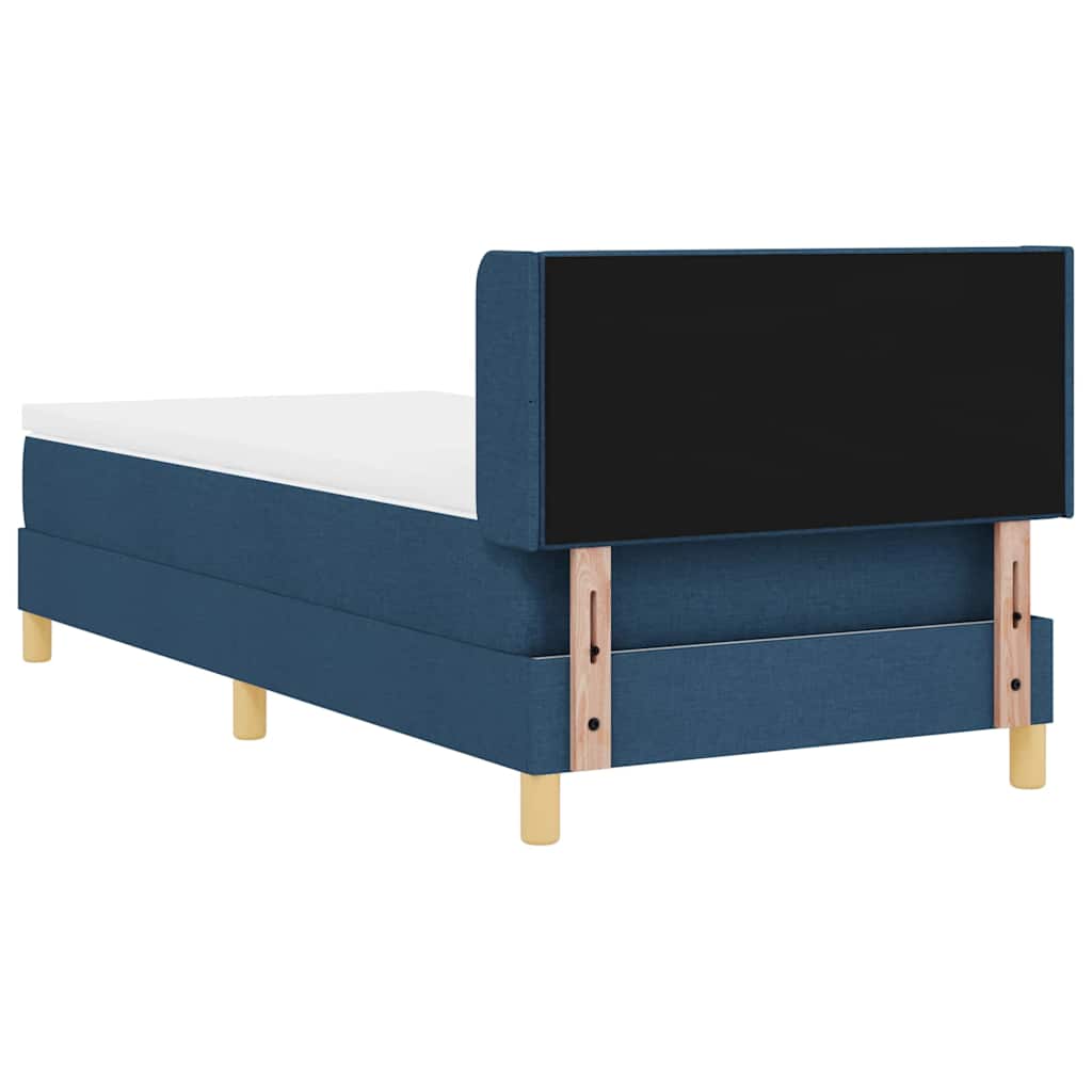 Lit à ressorts avec tête de lit Bleu 200 x 80 cm tissu
