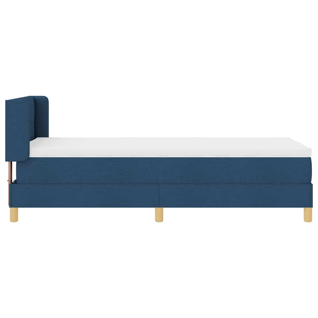 Lit à ressorts avec tête de lit Bleu 190 x 90 cm tissu - XIOS