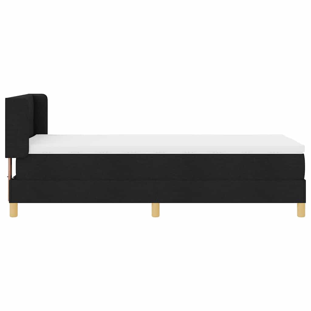 Lit à ressorts avec tête de lit Noir 200 x 90 cm tissu