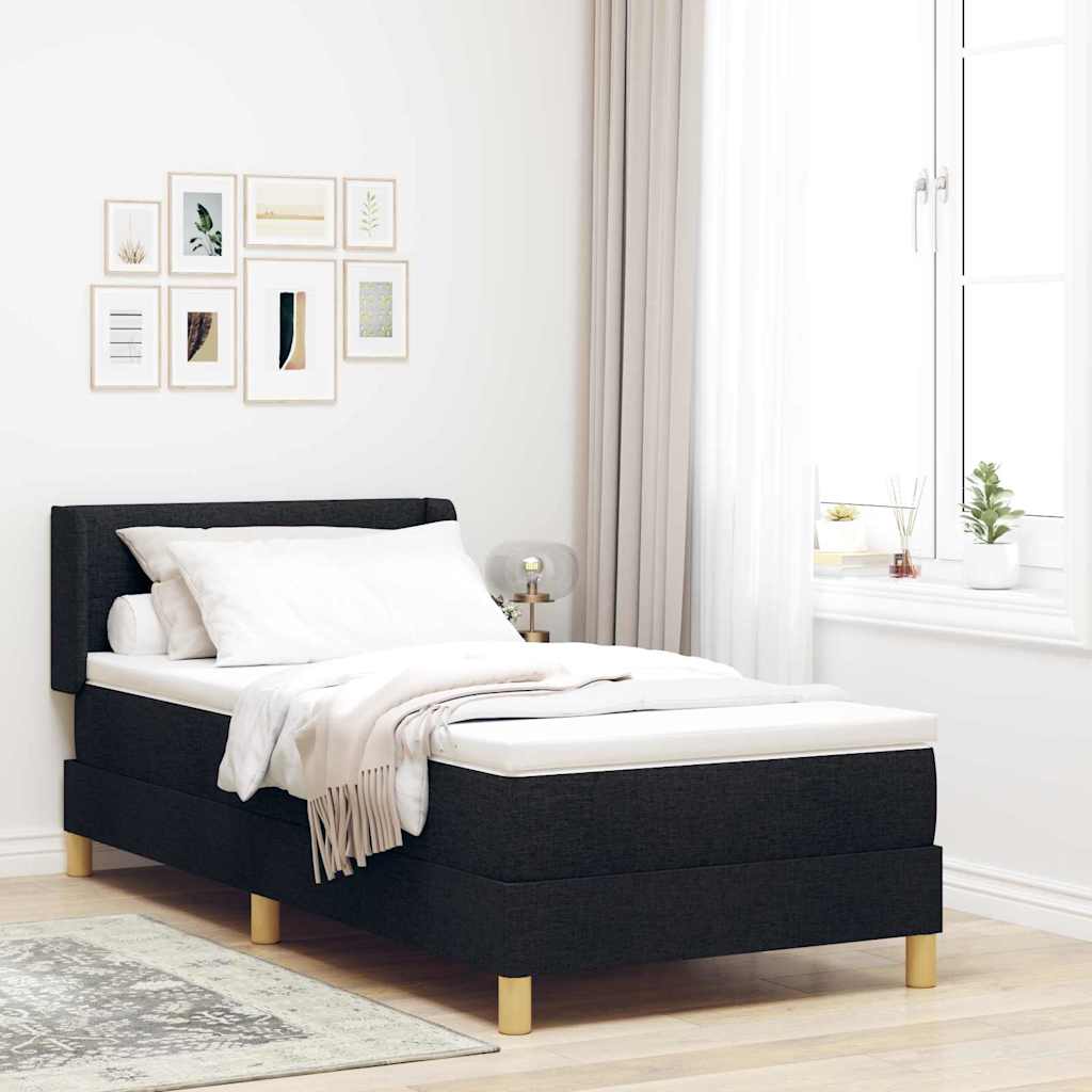 Lit à ressorts avec matelas Noir 200 x 100 cm Polyester - XIOS