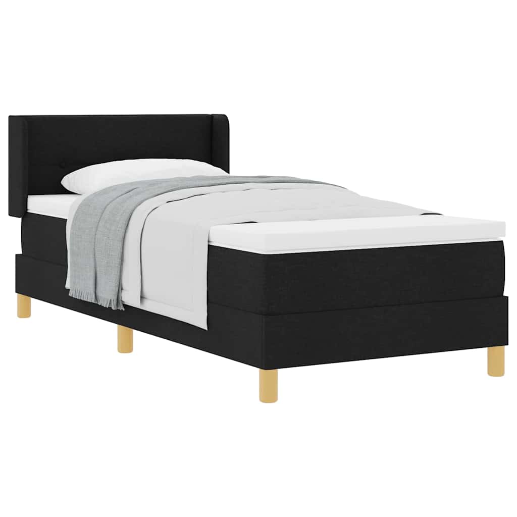 Lit à ressorts avec matelas Noir 200 x 100 cm Polyester - XIOS
