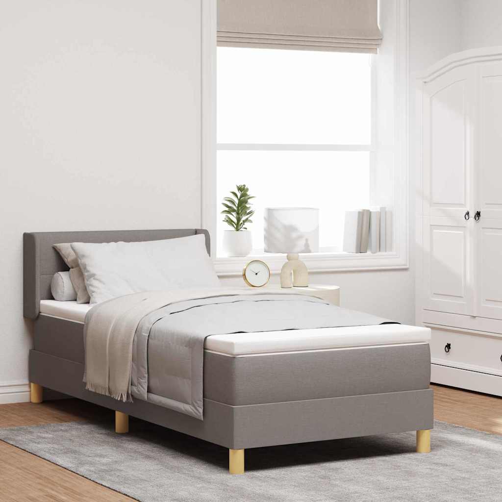 Lit à ressorts avec tête de lit Taupe 200 x 100 cm tissu