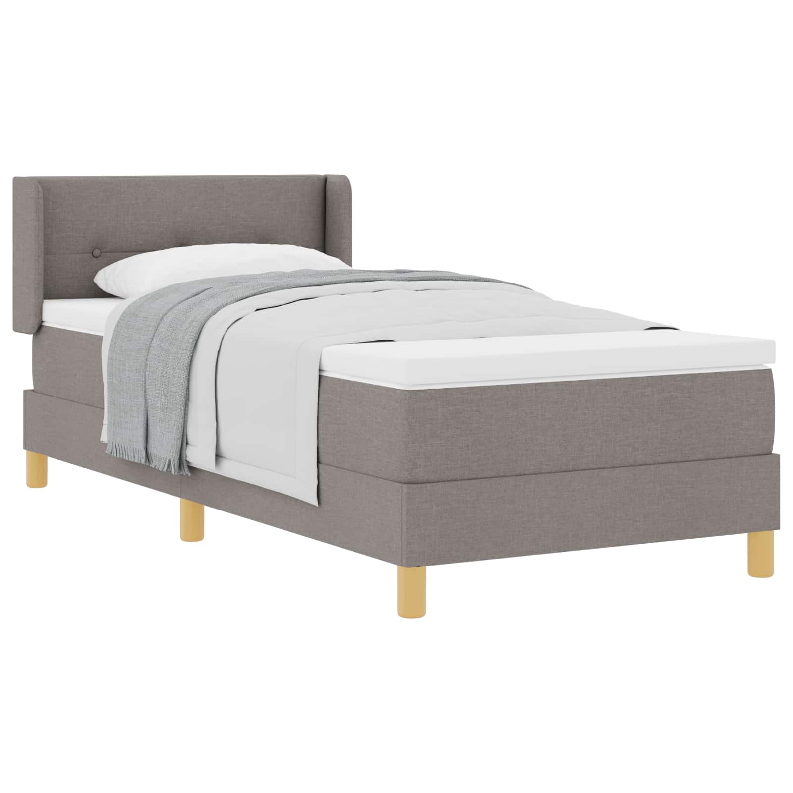 Lit à ressorts avec tête de lit Taupe 200 x 100 cm tissu