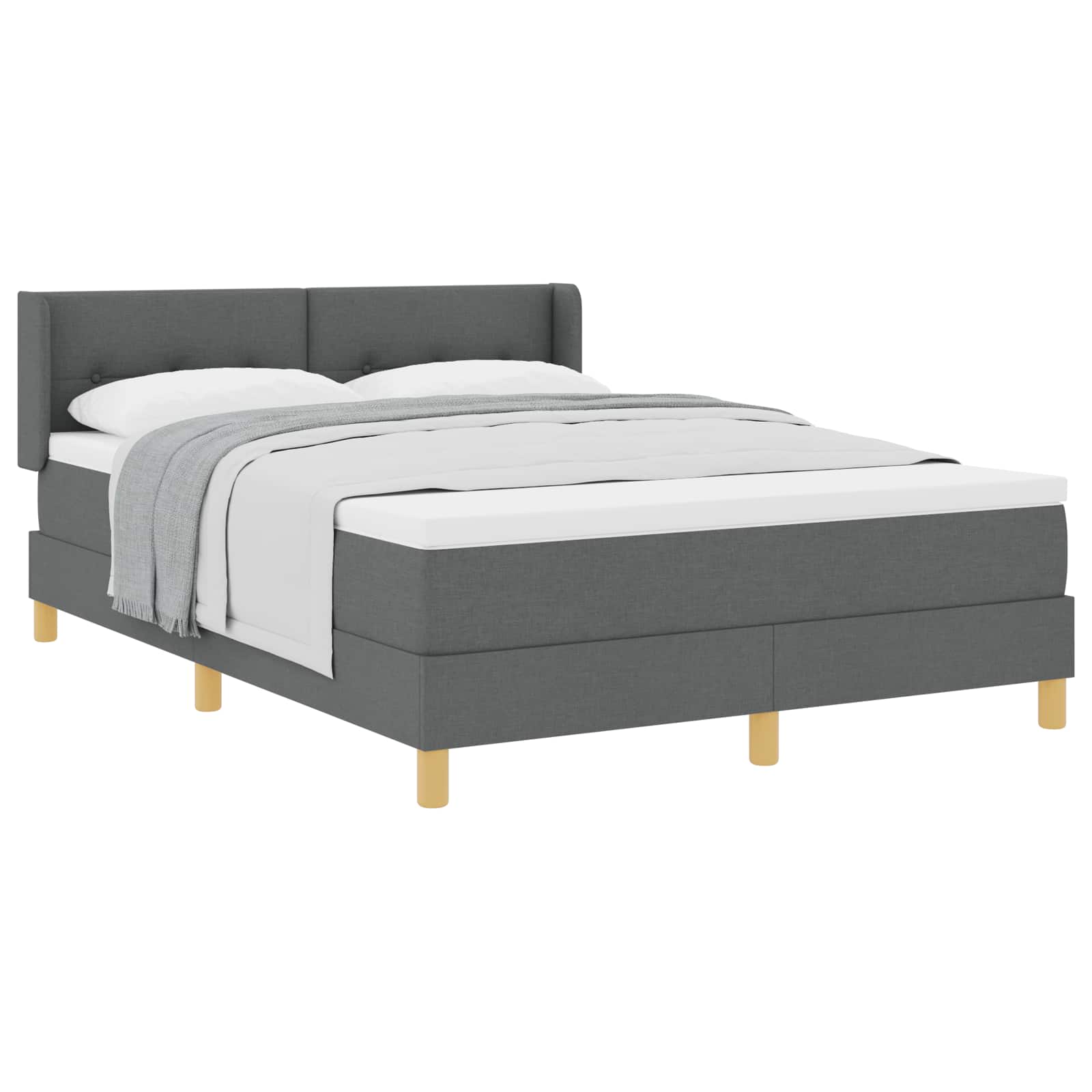 Lit à ressorts avec matelas Gris foncé 200 x 160 cm Polyester - XIOS