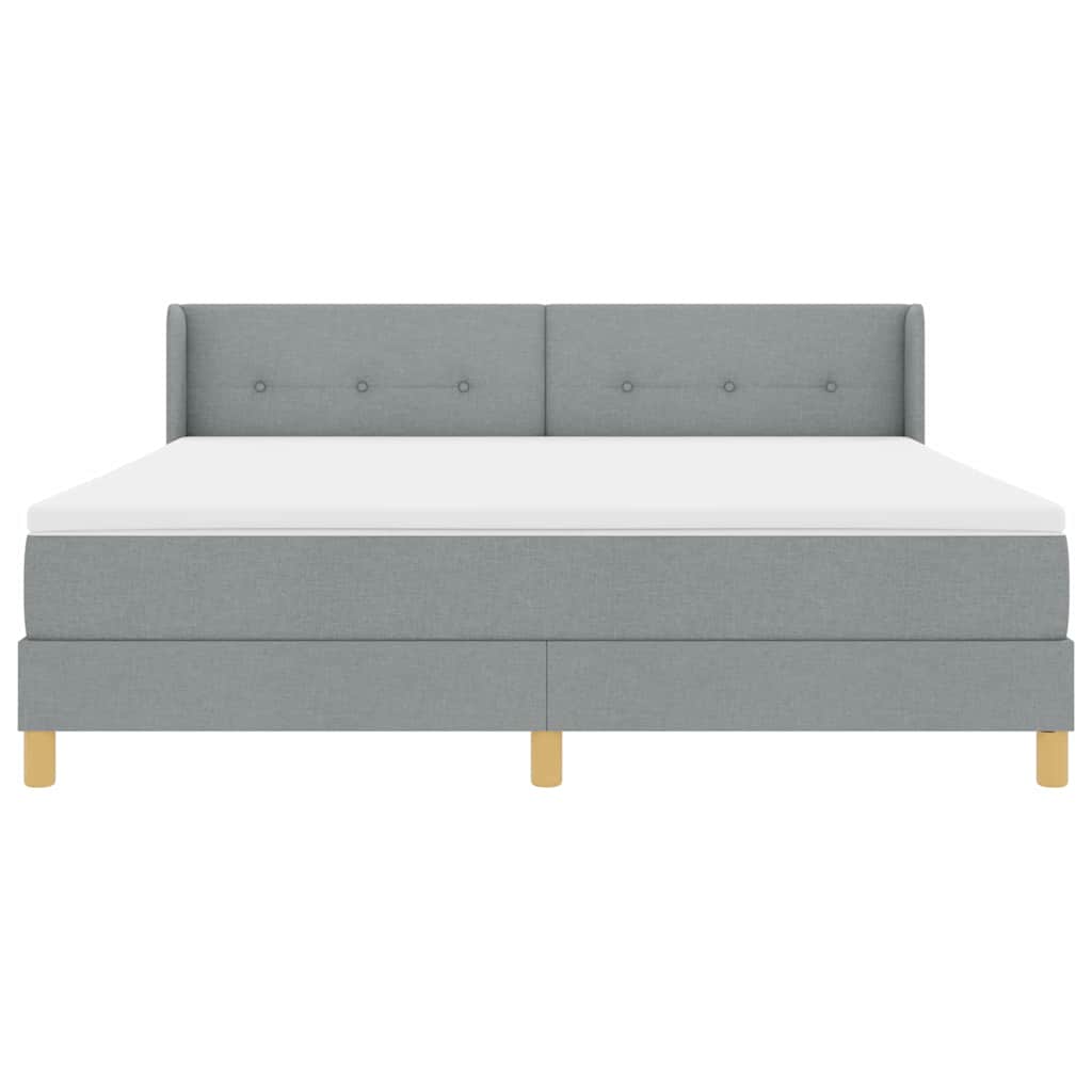 Lit à ressorts avec tête de lit Gris clair 200 x 180 cm tissu