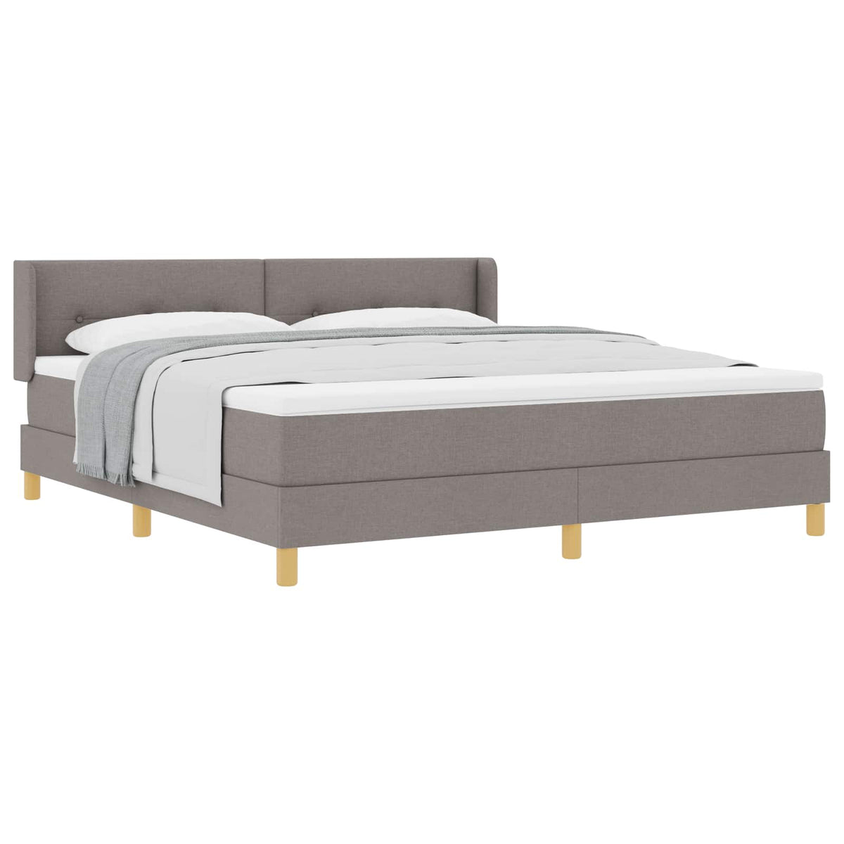 Lit à ressorts avec tête de lit Taupe 200 x 180 cm tissu