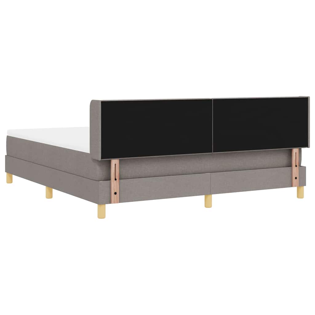 Lit à ressorts avec tête de lit Taupe 200 x 180 cm tissu