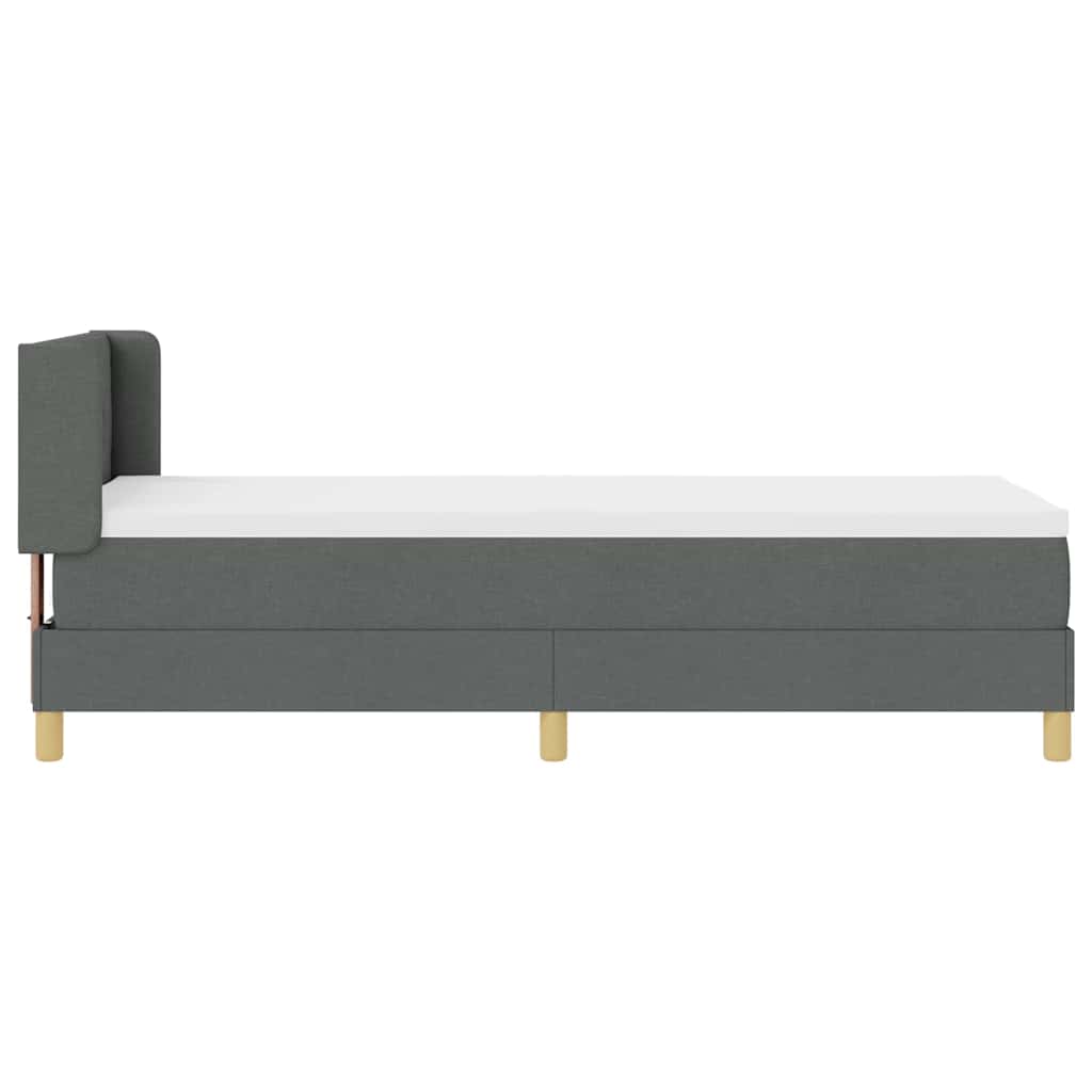 Lit à ressorts avec coussin Gris foncé 200 x 80 cm tissu