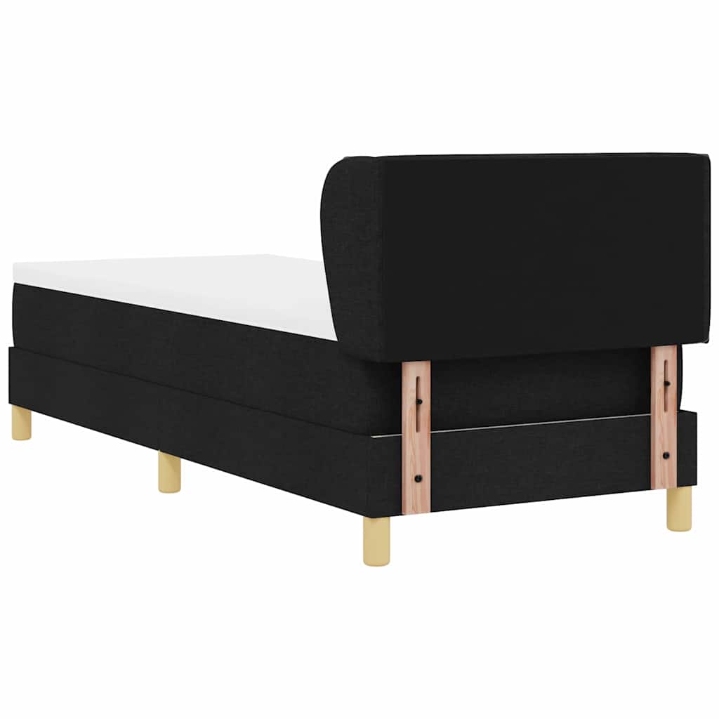 Lit à ressorts avec tête de lit Noir 200 x 80 cm tissu