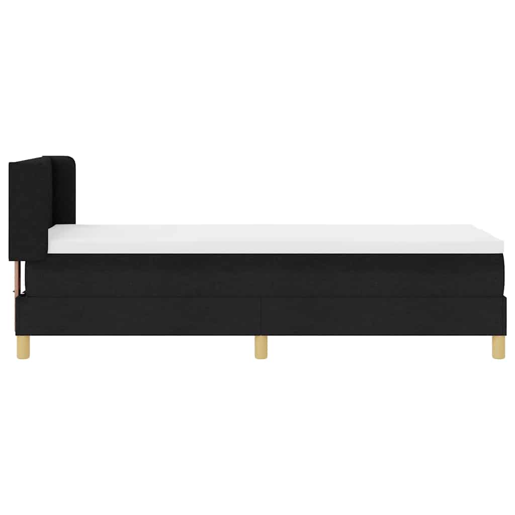 Lit à ressorts avec tête de lit Noir 200 x 80 cm tissu