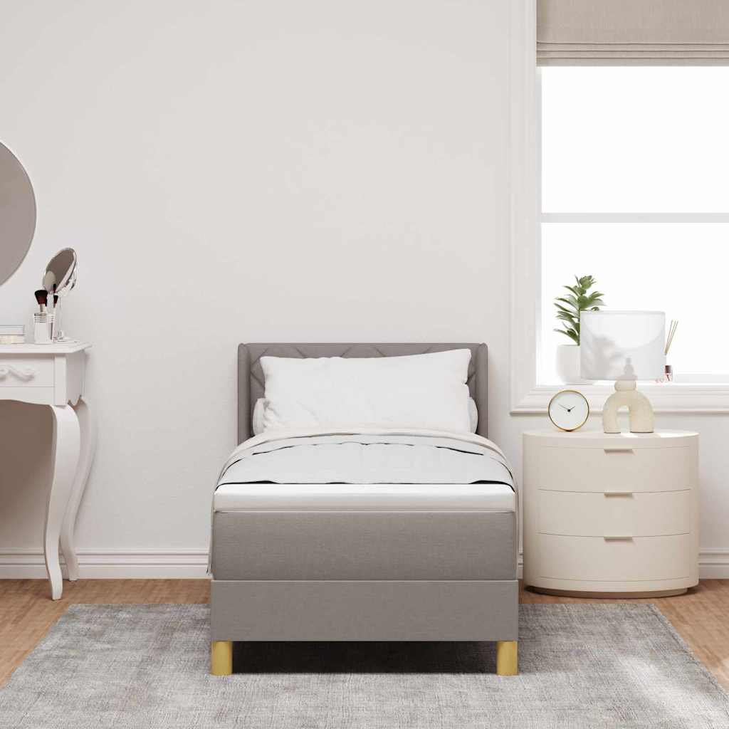 Lit à ressorts avec coussin Taupe 200 x 80 cm tissu - XIOS