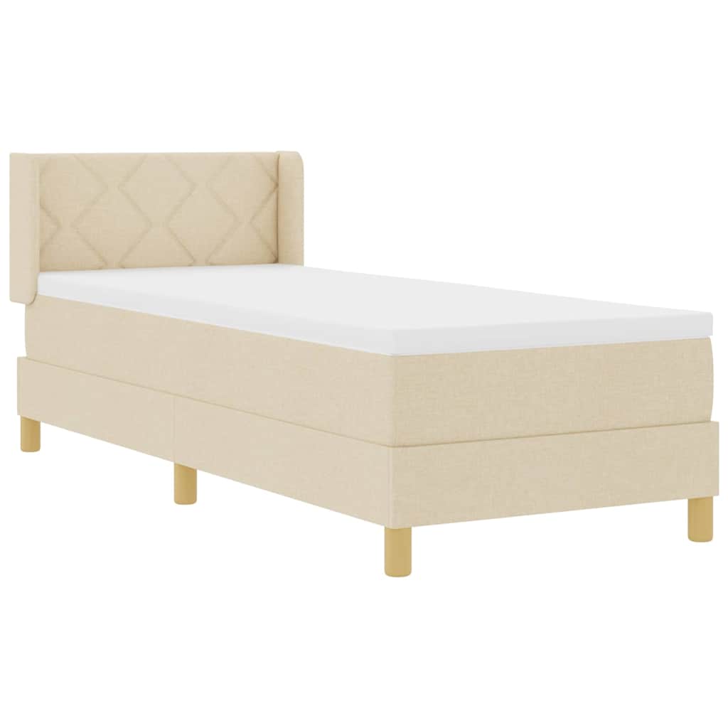 Lit à ressorts avec tête de lit Crème 200 x 80 cm tissu