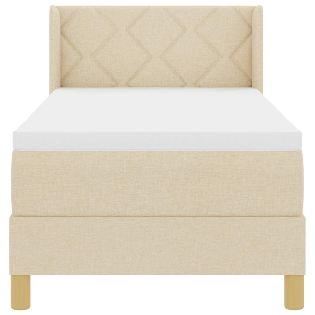 Lit à Ressorts avec matelas Crème 80 x 200 cm tissu - XIOS