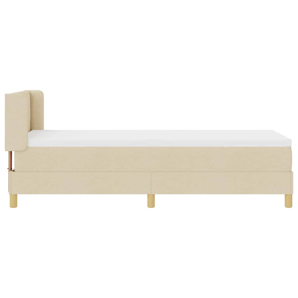 Lit à ressorts avec tête de lit Crème 200 x 80 cm tissu