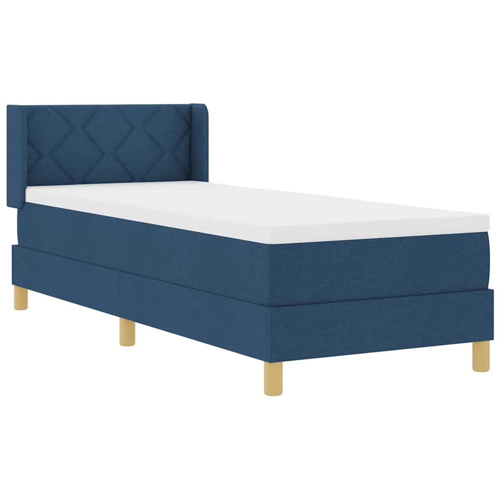 Lit à ressorts avec tête de lit Bleu 200 x 80 cm tissu - XIOS