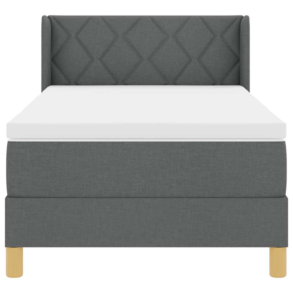 Lit à ressorts avec tête de lit Gris foncé 190 x 90 cm tissu - XIOS