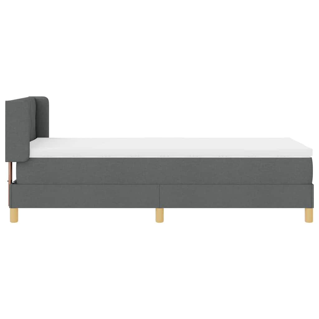 Lit à ressorts avec tête de lit Gris foncé 190 x 90 cm tissu - XIOS