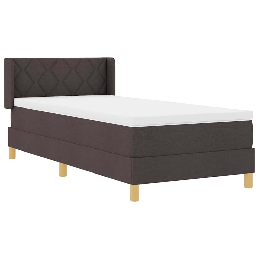 Lit à ressorts avec tête de lit Marron foncé 190 x 90 cm tissu - XIOS