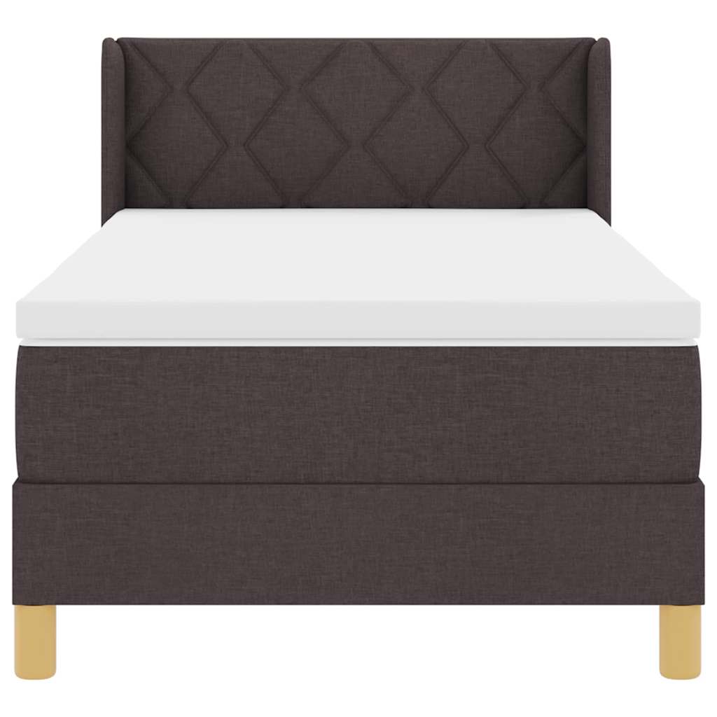 Lit à ressorts avec tête de lit Marron foncé 190 x 90 cm tissu - XIOS