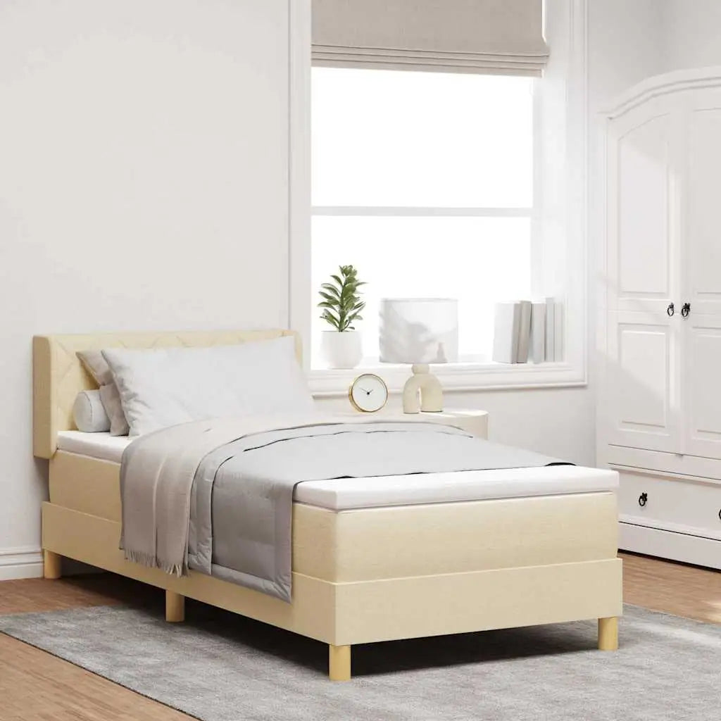 Lit à ressorts avec tête de lit Crème 190 x 90 cm tissu - XIOS