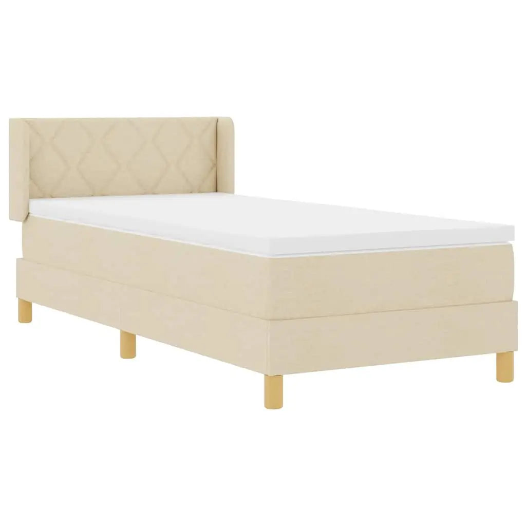 Lit à ressorts avec tête de lit Crème 190 x 90 cm tissu - XIOS