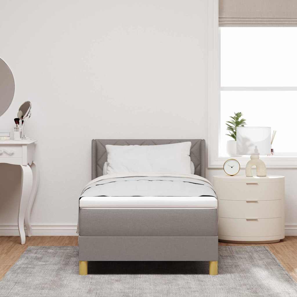 Lit à ressorts avec tête de lit Taupe 200 x 90 cm tissu - XIOS