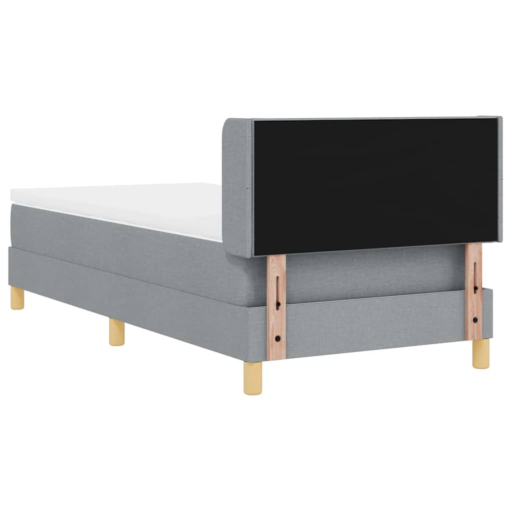 Lit à ressorts avec tête de lit Gris clair 200 x 100 cm tissu